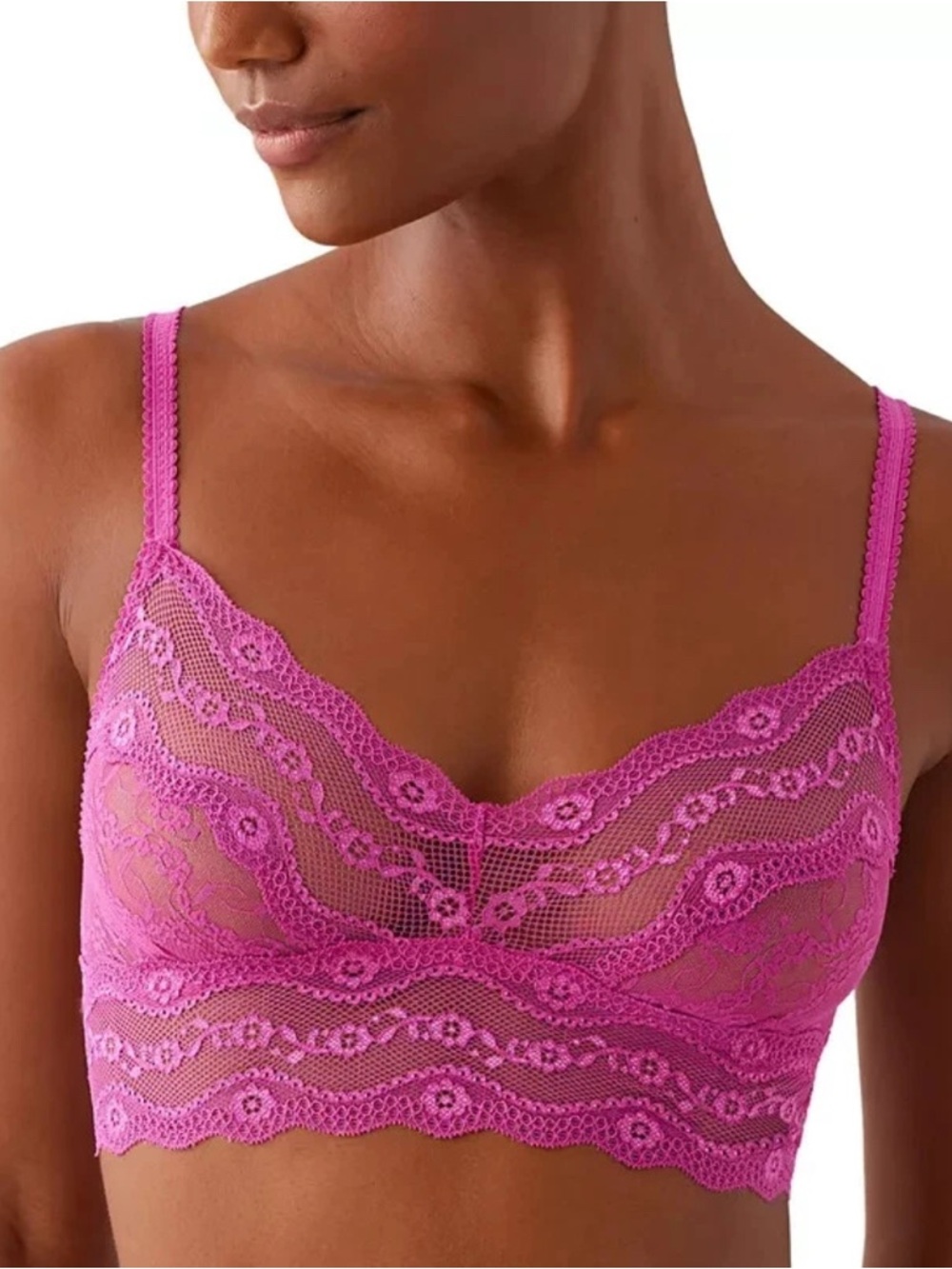 b.tempt'd by Wacoal Lace Kiss Bralette in a fuchsia color
